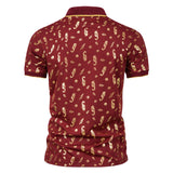 Men Shirt Fashion Slim Fit Shirts Short Sleeve Shirt Large Size Casual Top Summer Men's Fashion Print Short Sleeve Casual Polo Collar Polo Shirt Men