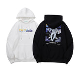 Hip Hop Wind Off Space Arrow Printed Hoodie Baggy Coat