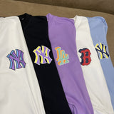 MLB T Shirt Fashion Brand MLB Short-Sleeved T-shirt NY Printed round Neck Loose Men's and Women's Short-Sleeved T-shirt