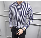 Men Shirt Fashion Slim Fit Shirt Long Sleeve Shirt Large Size Casual Top Spring Men's Long Sleeve Shirt Striped Coat Top Men's Shirt Handsome Casual Shirt