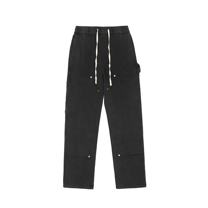 Mens Fall Outfits Washed and Worn Cargo Pants Straight Loose Sweatpants Wide-Leg Casual Pants