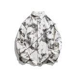 Men Shacket Long Sleeve Autumn Shirt Autumn Loose Casual Tie-Dye Shirt