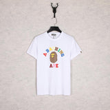 A Ape Print T Shirt Spring and Summer Ape Head Color Letter Print Short-Sleeve Loose Couple Casual T-shirt