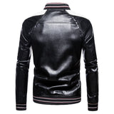 Men's Fall plus Size Men's Stand Collar Color Matching Motorcycle Leather Jacket Pu Leather Jacket Coat Men Winter Outfit Casual Fashion