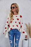 Valentine's Day Outfits Knitted Heart round Neck Temperament Commute Sweater Pullover Sweater for Women