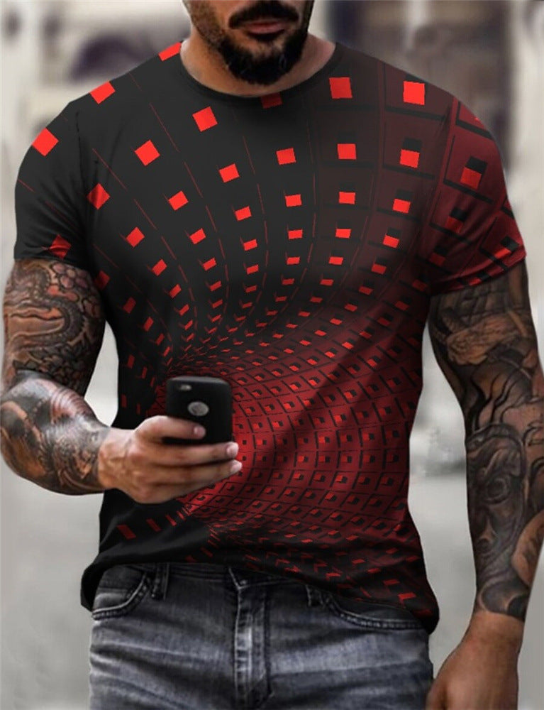 3D T Shirt Vortex Digital Printing Loose