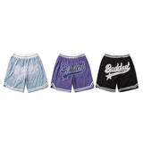 Basketball Shorts High Street Vintage Embroidered Letter Shorts Men's and Women's Sports Shorts Casual Basketball Shorts