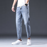 Man Spring Summer Jeans Spring Slim-Fitting Stretch Light Blue Jeans Men's Jeans