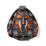 Men Fall Outfits Vintage Printed Shirt Loose Long Sleeve Top