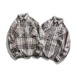 Men Shacket Long Sleeve Autumn Shirt Autumn Leisure Shirt Loose Plaid Lapel Shirt