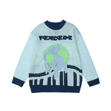 Men Fall Outfits Retro Cartoon Brocade Sweater Couple Pullover Sweater