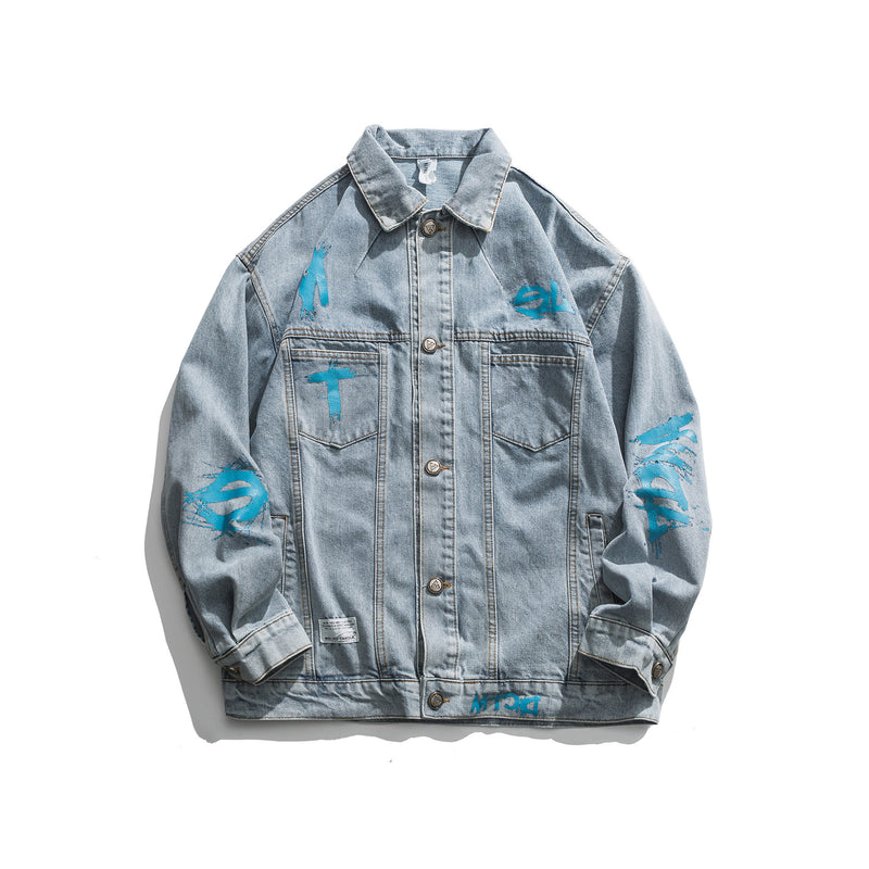 Men's Retro Denim Jacket Large Size Sports Retro Men's Jacket American Trendy Men's Workwear Jacket Male Student Men Shacket Men Jacket