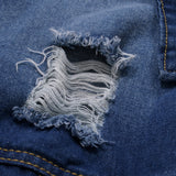 Jean Jacket Men Fall Winter Fashion Solid Color Hole Lapel Men's Denim Jacket