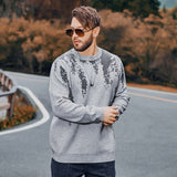 Men plus Size Sweater Autumn and Winter Bottoming Pullover Sweater Gray Thickened Warm Knitted Jacket
