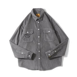 Men Shacket Long Sleeve Autumn Shirt Autumn Leisure Loose Fashion Retro Leisure Cargo Shirt