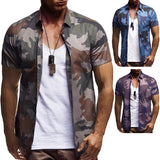 Men's Summer plus Size Retro Sports Fashion Samouflage Style Short Sleeve Casual Shirt Men Shirt