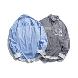 Men Shacket Long Sleeve Autumn Shirt Autumn Letter Print Color Contrast Patchwork Youth Fashion Shirt