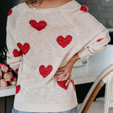 Valentine's Day Outfits Autumn and Winter Loose Pullover plus Size Heart-Shaped Multi-Part V-neck Sweater