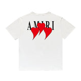 Amiri T Shirt Red Heart Printing Round Neck