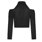 Rave Outfits Mens Long Sleeve Shirt Turtleneck T-shirt Sexy off-the-Shoulder Top Men's Fashion Knitwear