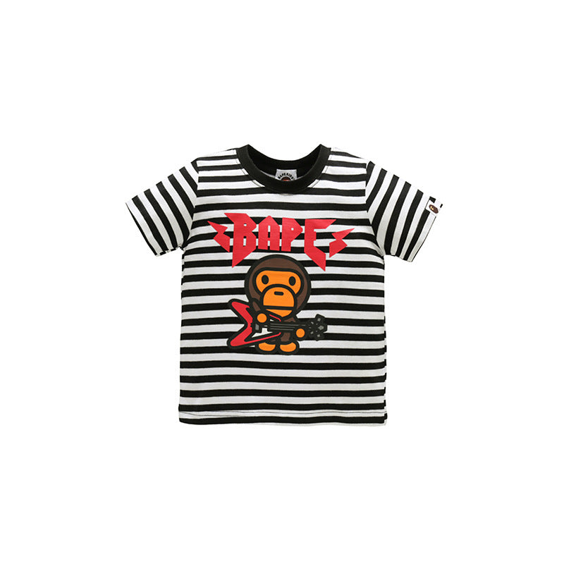A Ape Print for Kids T Shirt Rock Bass Player Striped Children T-shirt