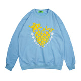 Mens Fall Outfits Love Puff Print Harajuku Style Hip Hop Crew Neck Pullover Sweatshirt Men and Women Couple