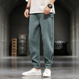 Men Casual Pants plus Size Loose Trousers Summer Men's Loose plus Size Ice Silk Bloomers Wide Leg Buckle Male Casual Pants