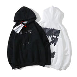 Autumn And Winter Gray Gradient Melting Arrow Pattern Velvet Padded Hooded Sweatshirt