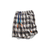 Men Shorts Men's Clothes Summer Wear Retro Men's Shorts Casual Loose Plaid Drawstring Beach Pants Trendy Men