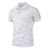 Men Shirt Fashion Slim Fit Shirts Short Sleeve Shirt Large Size Casual Top Summer Men's Fashion Print Short Sleeve Casual Polo Collar Polo Shirt Men