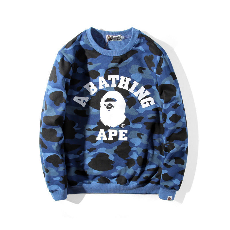 A Bath Ape Sweatshirt Men's Youth Camouflage Brushed Sweater Autumn and Winter Pullover
