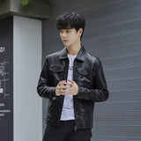 80's Leather Jacket Fall and Winter Lapels Men's Fleece Leather Jacket Youth Warm PU Leather Jacket Men's Jacket