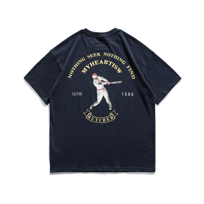 Varsity Jacket for Men Baseball Jackets Short-Sleeved T-shirt Men's Summer Printed Loose round Neck Pullover