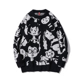 Men's Fall Outfits Cartoon Round Neck Sweater Men's Loose Sweater