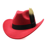 Wester Hats Feather Woolen Jazz Top Hat Men's Ladies' National Style Autumn and Winter Felt Cap Broad-Brimmed Hat