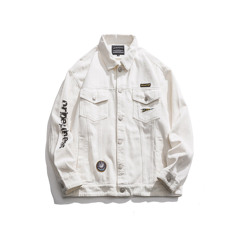 Men's Spring Men's Jacket Large Size Retro Sports Leisure Cargo Student Denim Jacket Trendy Wide Top Men Shacket