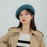 Beret Hat Women 'S Autumn And Winter Solid Color Wool British Vintage Painter Hat
