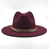 Fedora Hat Golden Chain Woolen Top Hat Fedora Hat Top Hat