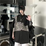 Harajuku Clothing Men's Casual Shirts Stitching Loose Short Sleeve Shirt Men's and Women's Casual Top