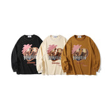 Mens Fall Outfits Long Sleeve Graffiti Cartoon T-shirt Loose Couple Outfit