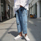 Anime Print Jeans Denim Pants Summer Retro Cartoon Student