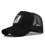 Wolf Print Cap Animal Embroidery Baseball Cap Animal Wolf Embroidered Hat Mesh Peaked Cap Curved Brim Visor Mesh Cap