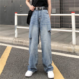 Harajuku Clothing Men Classic Retro Pants Straight Leg Pant Summer Vintage Jeans Men and Women Wide Leg Pants Trousers