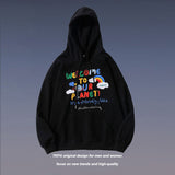 Mens Fall Outfits Spring and Autumn Loose Alphabet Embroidery Student Top