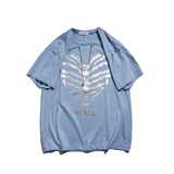 Men's T Shirt Summer Casual Tops Printed Short Sleeve T-shirt Men's Necklace Decorative Half Sleeve High Street Fashionable Half Sleeve