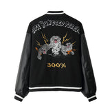 Mens Fall Outfits Retro Biker's Flight Jacket PU Leather Harajuku Embroidered Hip Hop Baseball Uniform Jacket