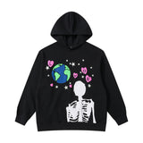 Mens Fall Outfits Three-Dimensional Printed Sweater Loose Hooded Cotton Hip-Hop Street