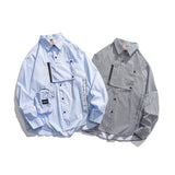 Men Shacket Long Sleeve Autumn Shirt Fall Personalized Three-Dimensional Pocket Youth Casual Shirt