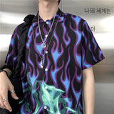 Harajuku Clothing Men's Casual Shirts Summer Men's and Women's Loose Short Sleeve Shirt Shirt