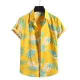 Men's Shirt Fashion Slim Fit Shirt Short Sleeve Shirt Large Size Casual Top Summer Men's Short Sleeve Flower Shirt Fashion Floral Short Sleeve Shirt